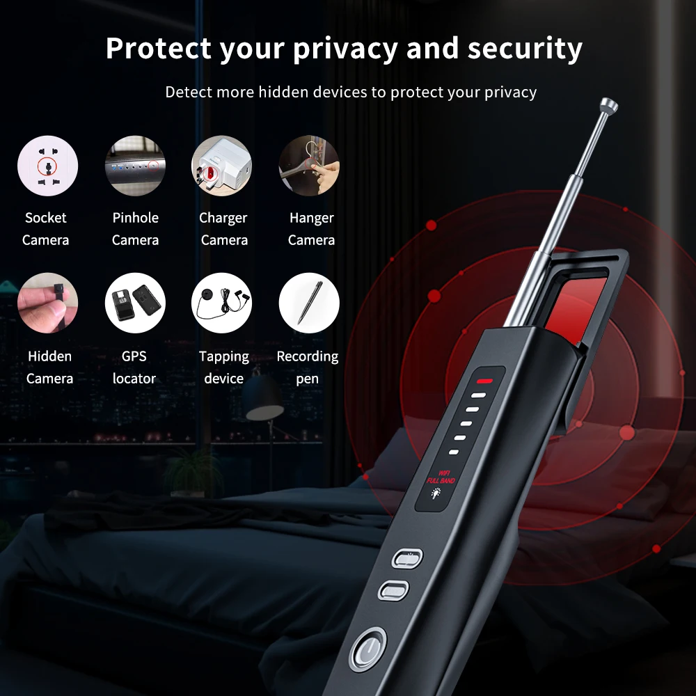 T011 Hidden Devices Detector Anti Candid Camera RF Signal Scanner GPS Bug Finder for Hotel Travel 3