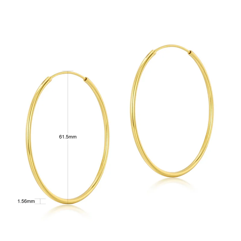 925 Sterling Silver Hoop Earring Round Circle Loop Simple Huggie Earrings Piercing 12/20/30/40/50/60mm Gifts Box Packing