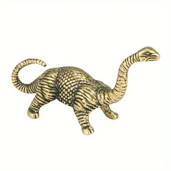 Elegant Brass Sauropod Dinosaur Figurine - Antique Metal Miniature Decor (1PC)