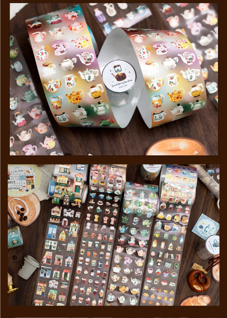 Journal GO 7 x 200 cm Daily Routine Life Tape-Aufkleber für Scrapbooking, Collage, Junk Journal, Planer, Milchprodukte, vorgeschnittenes Abdeckband – Detail 11