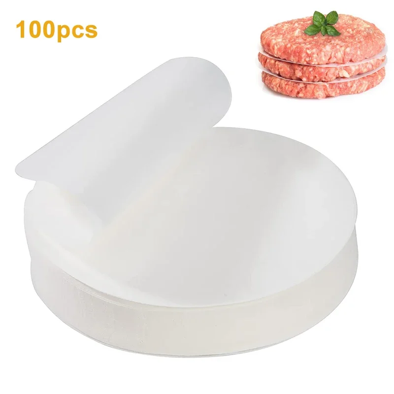 100pcs Round Silicone Oil Paper Hamburger Patty Blotting Oil Paper Barbecue Tool For Oven Bakeware BBQ Grill Absorbing Oil Sheet