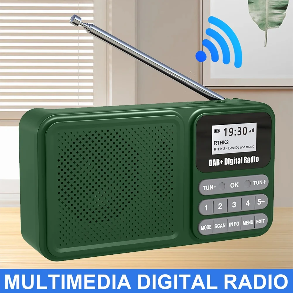 1200mAh Bluetooth DAB Digital Radio Receiver Lightweight Rechargeable Portable Radios Home Broadcast Audio Speaker Music Player