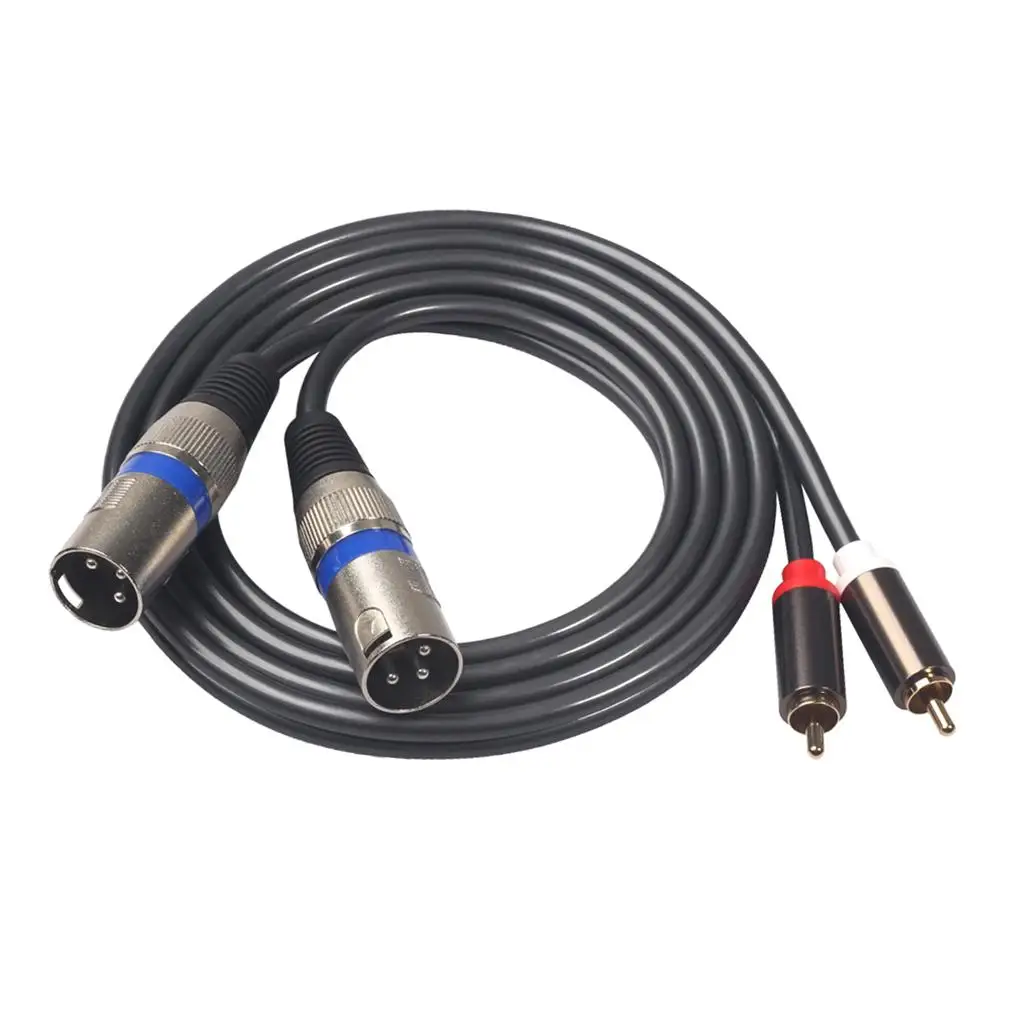 2 RCA Male to 2 XLR Male 3 Pin Cable Plug Double Cable for RCA Audio audio cable
