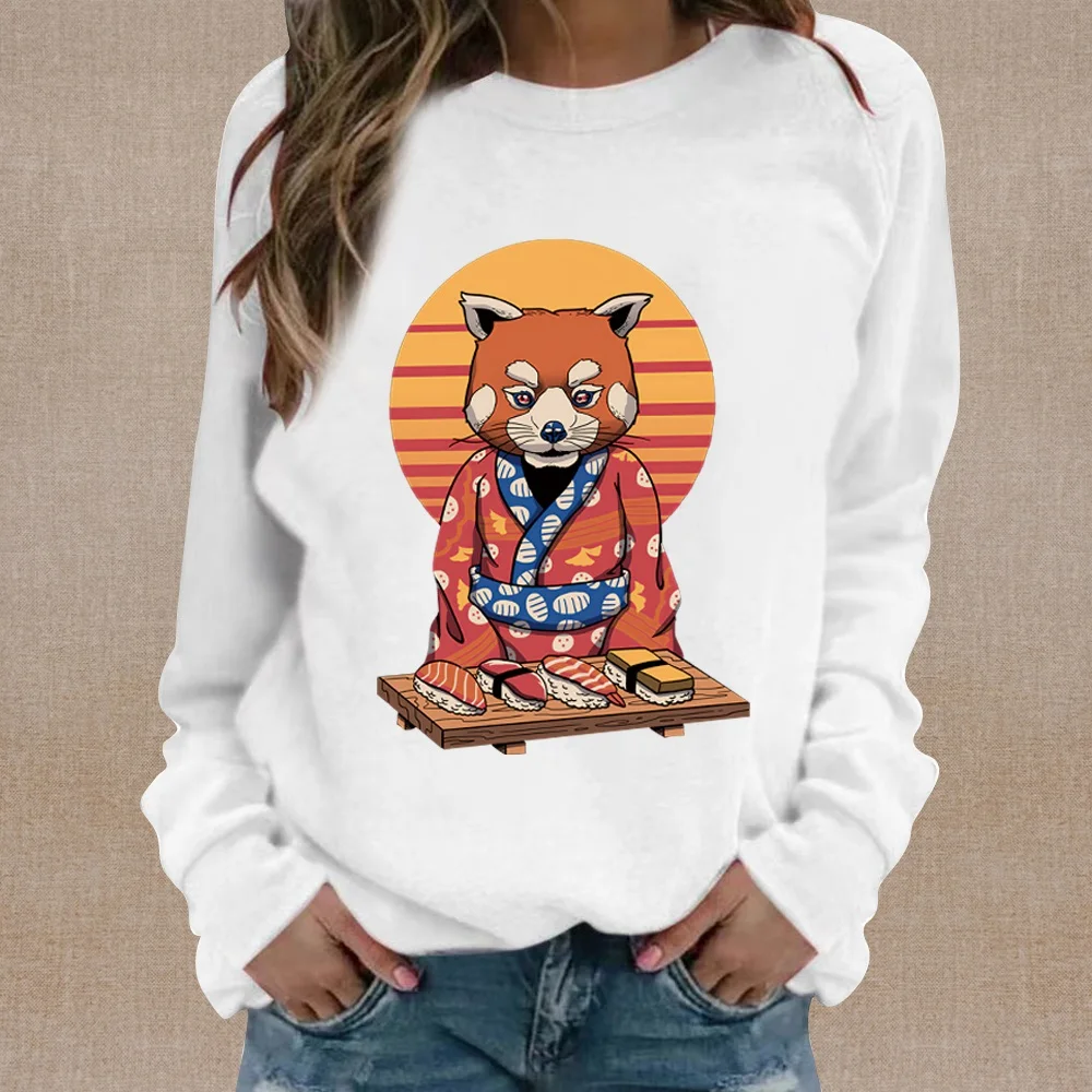 

Женская толстовка с капюшоном, Белая теплая Модная Удобная Толстовка с длинным рукавом, пуловер с принтом в виде японского кота, женская одежда, 2023