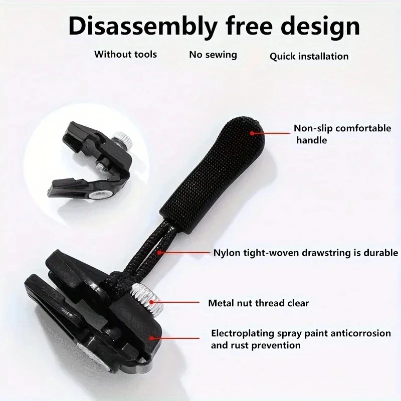 3-6pcs Universal zipper Quick Repair slider Easy to install Seamless replacement zipper head for Jackets Luggage