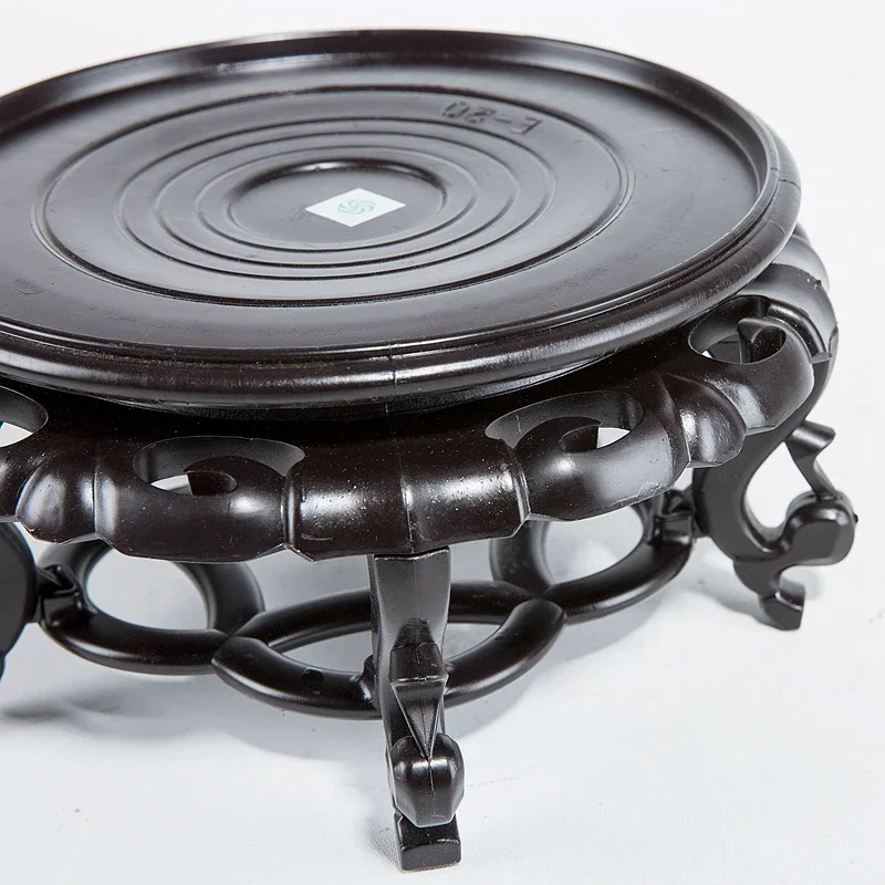 Round Plant Stand Black Vintage Plastic Resin Vase Stand Fishbowl shelf for Indoor Plant Holder Vase Display support Asian