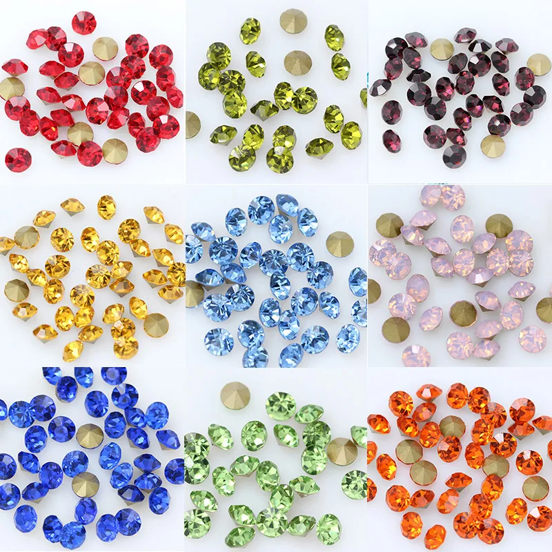 

288/36p ss30 Round color pointed Foiled back Glass strass chaton stone czech crystal Diamante rhinestones jewelry making beads