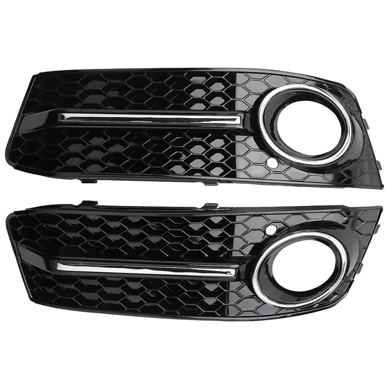 

1Pair Car Left & Right Front Bumper Fog Light Comb Grilles Grill For A4 B8 2009-2012 OE: 8K0807682 8K0807681 Replacement