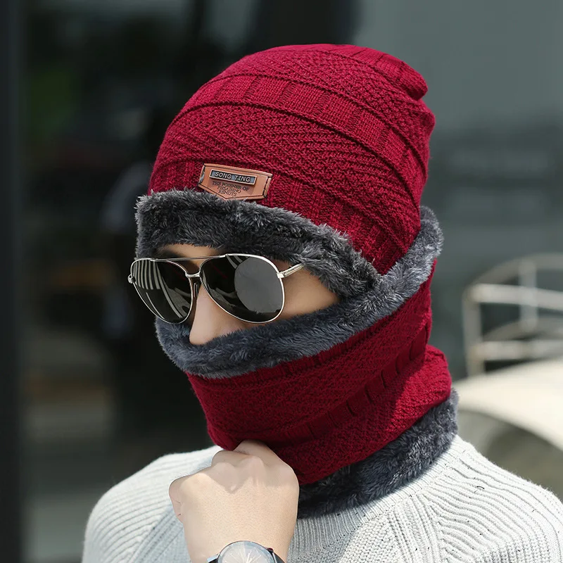 Neck Warmer Knitted Ski Bibs Hat Winter Snow Sport Snowmobile Men Ladies Beanie Skullies Beanies Thicken Plus Velvet Scarf Mask