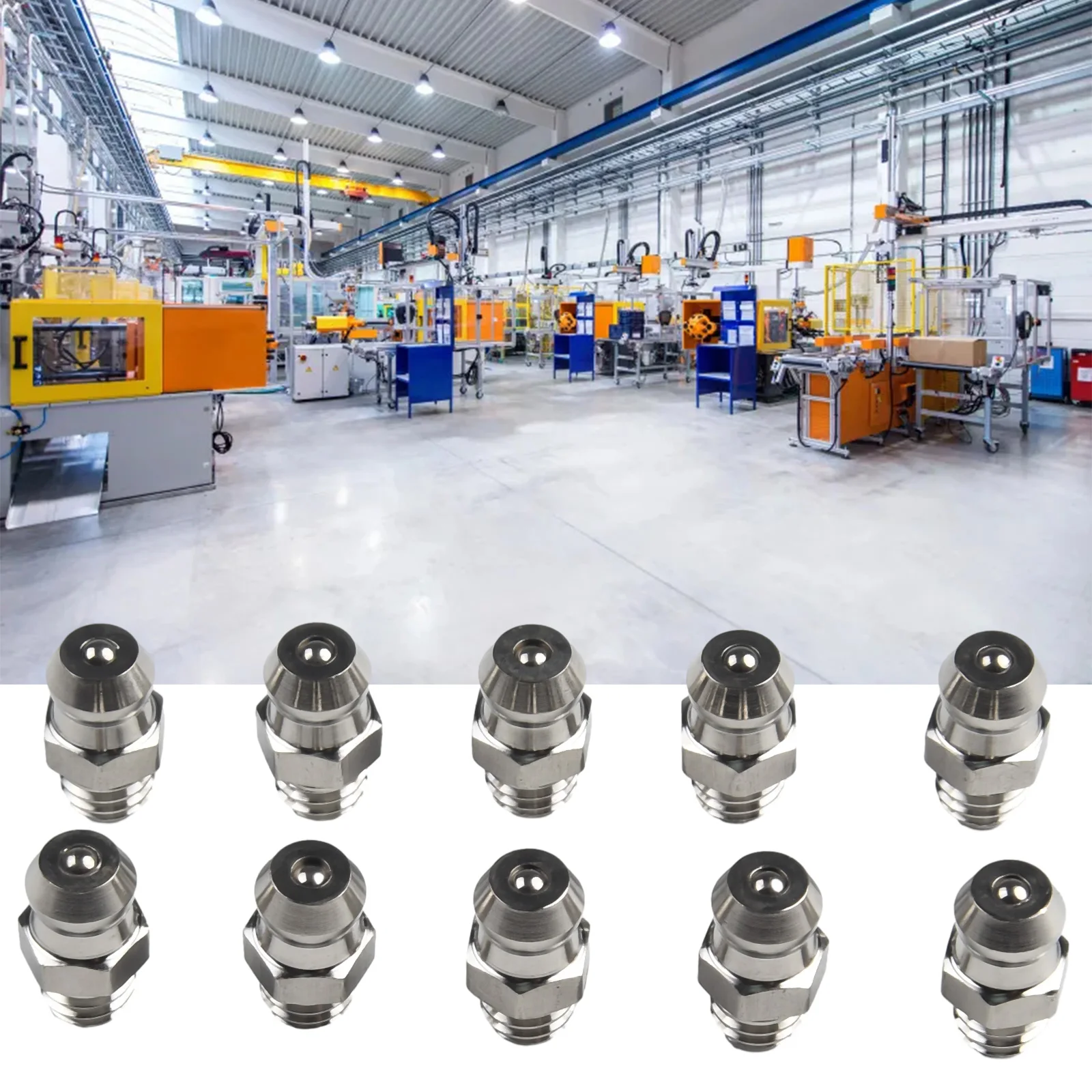 Straight Hydraulic Grease Fitting M6 Thread Grease Nozzle Connection Stainless Steel Nipples For Bearings 10Pcs grease nipple fitting