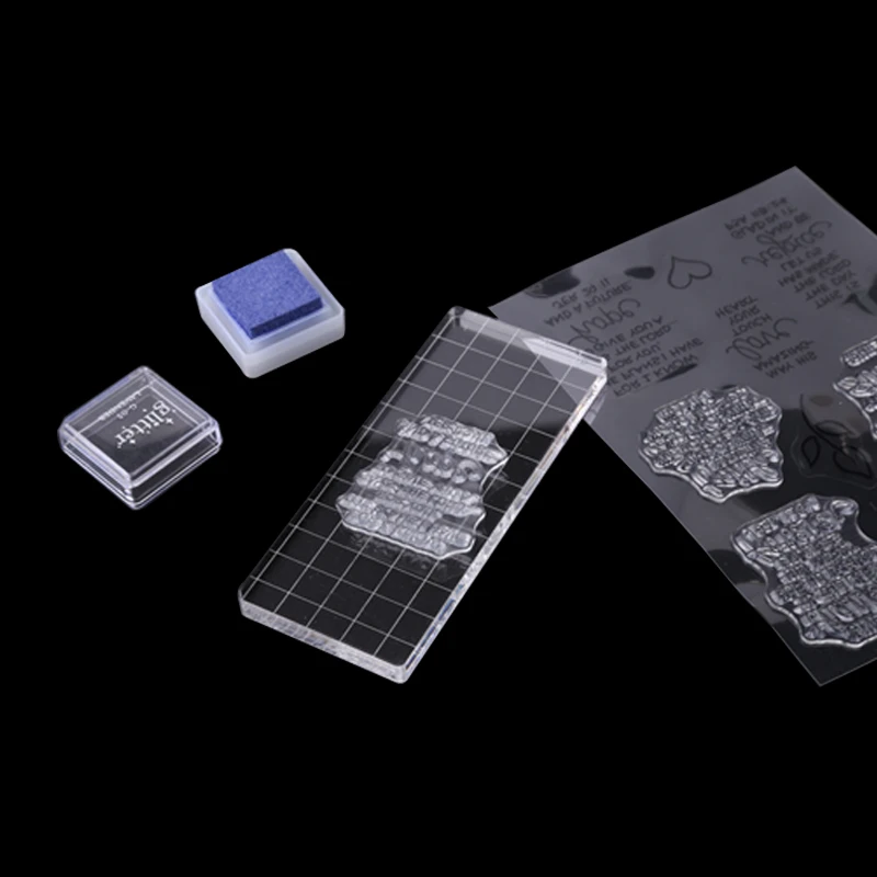 Clear Acrylic Stamp Block with Laser-Etched Gridlines 0.8Cm Thickness for Transparent Seal Stamp Positioning Background Card