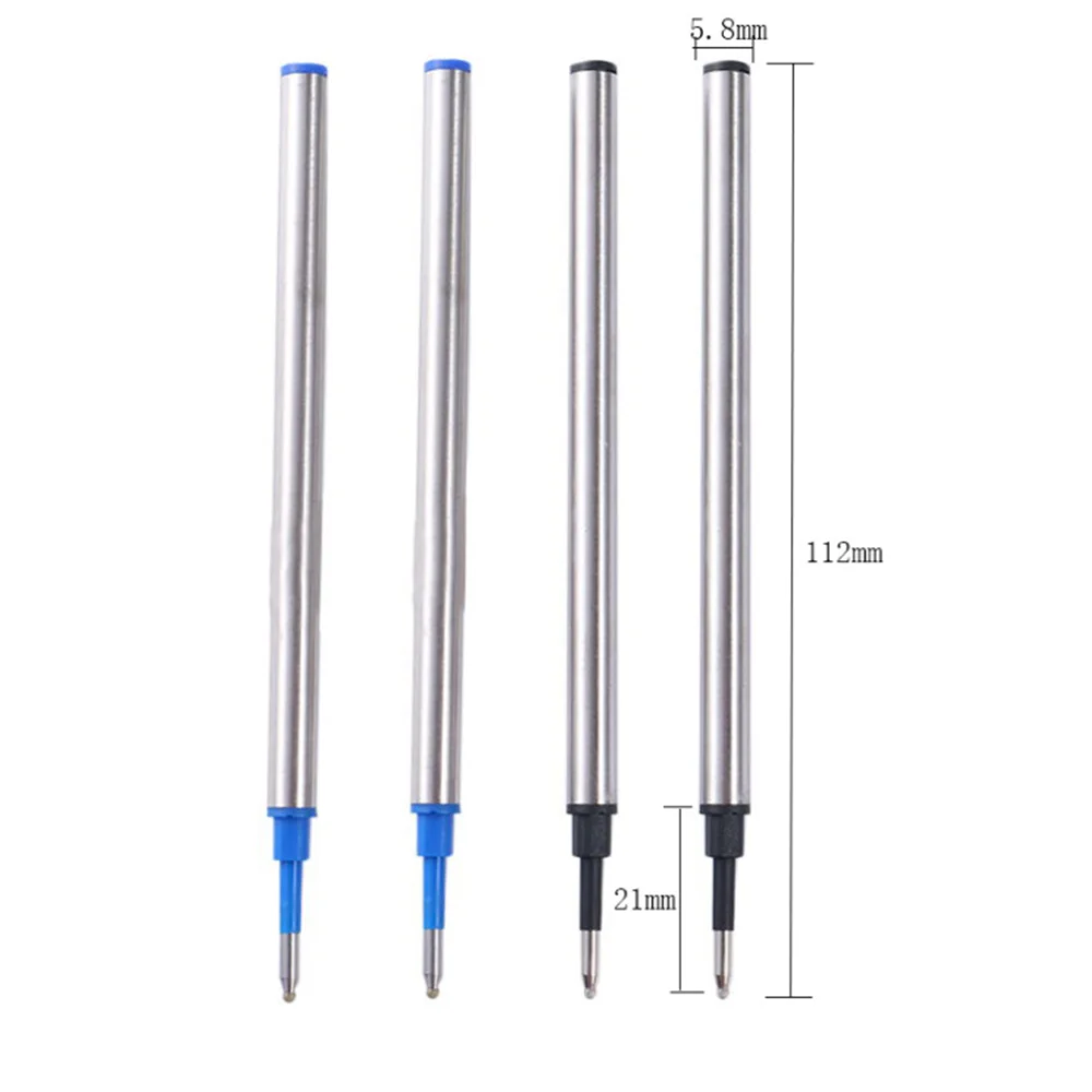5pcs Metal Refills Blue Black Ink for Roller Ballpoint Pens Gel Pen Replacement Signature Rods Business School Office Stationery