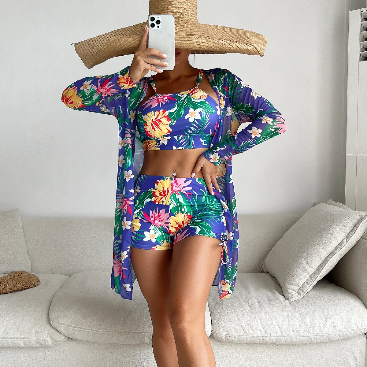 Nuevo 2026 trajes de baño conjuntos de Tankini estampados traje de baño femenino Push Up para ropa de playa trajes de baño de tres piezas piscina traje de baño para mujer