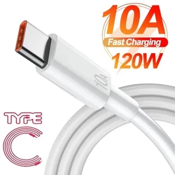 120W 10A Type C Type-C Quick Charging Cable for Samsung Xiaomi Huawei USB C Mobile Phone Data Cord Super Fast Charge Data Cable