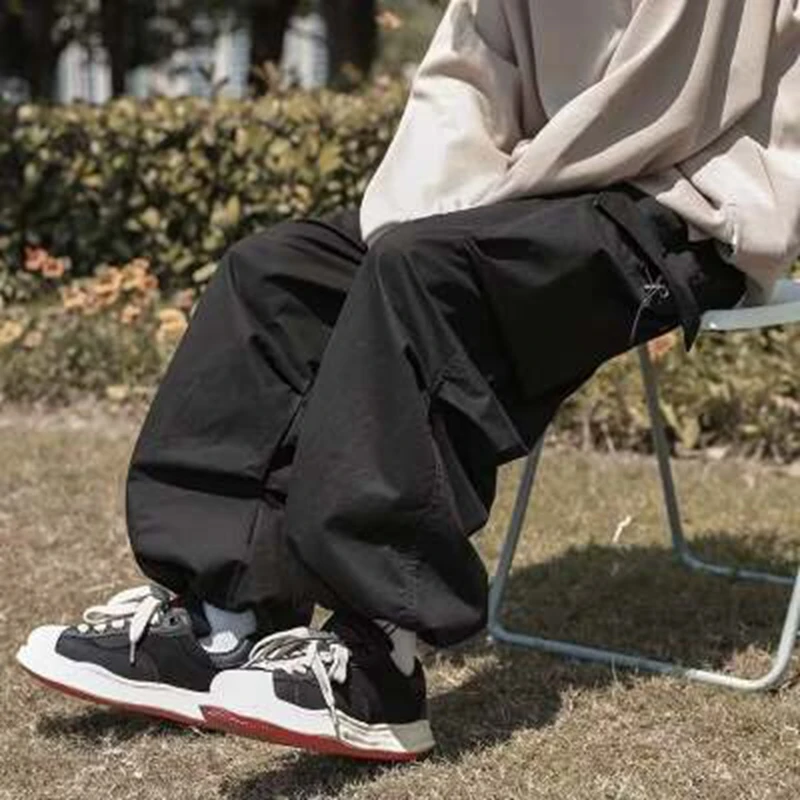 Y2k Harem Men's Cargo Pants Korean Style Joggers Harajuku Trousers for Men Harajuku Oversized Cargo Parachute Pants y2k man fash