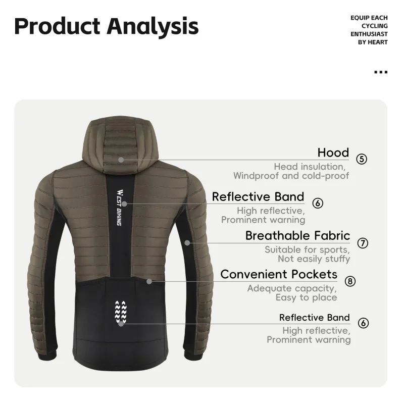 سترة جيرسي دافئة لركوب الدراجات من WEST BIKING خفي...