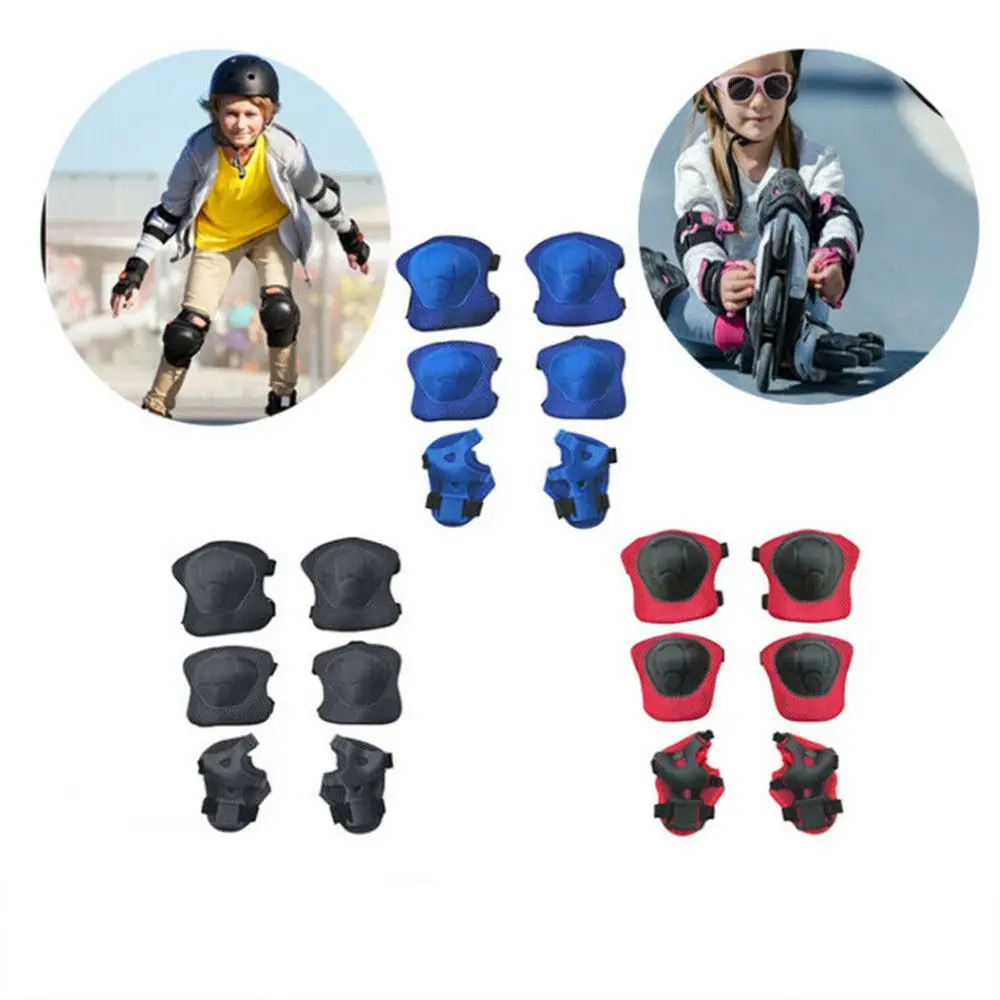 

6Pcs/set Fitness Skateboard Comfort Biking Wrist Elbow Protectors Kids Knee Pads Sports Protective Pads Thicken