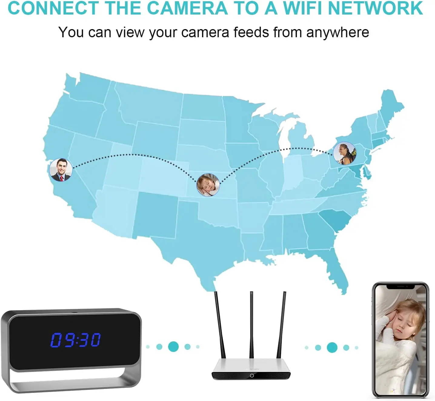 Mini Relógio de Câmera sem Fio Relógios Câmeras hd wi fi Vigilância Secreta Segurança Cam Visão Noturna 12 24 Horas Alerta Detecção 1080p - Image 4