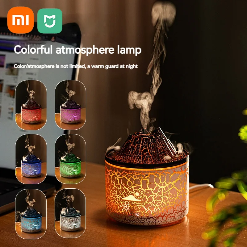 Xiaomi Mijia Humidifier Volcano Aromatherapy Diffuser Small Home USB Seven-Color Atmosphere Jellyfish Fog Up flame Humidifier new atmosphere lamp desktop fragrance machine planet volcano aromatherapy machine humidifier home bedroom colorful