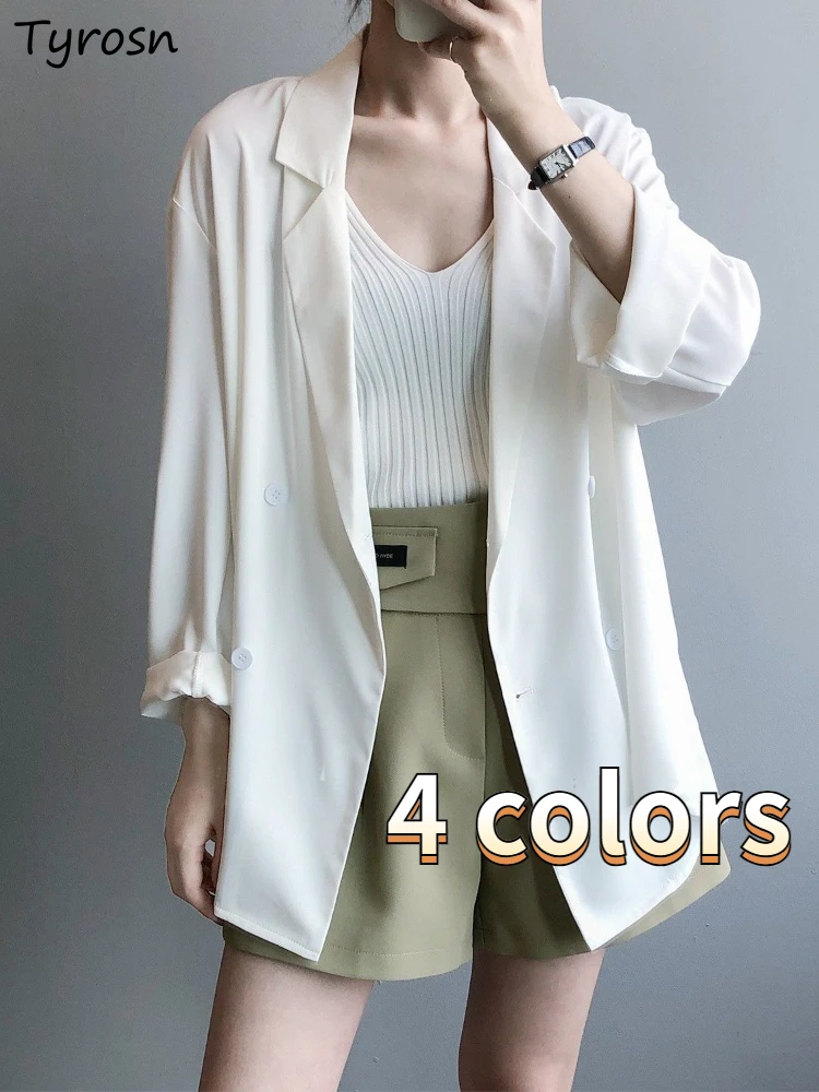 

Blazers Women Design Summer Sun-proof Simple Solid Mature Leisure Loose Korean Style Daily Thin Outwear Ladies Temperament Cozy