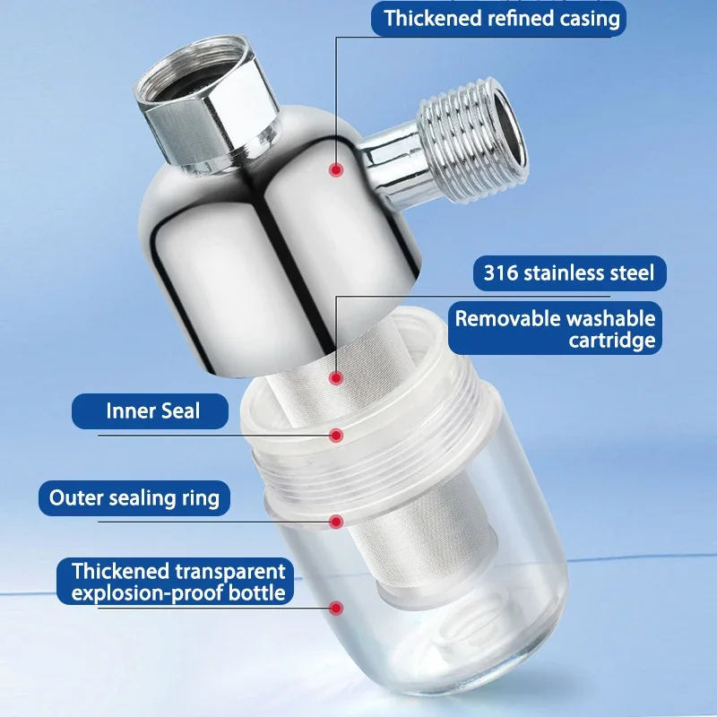 316 Stainless Steel Universal Household Tap Inlet Front Filter Anti-Scale for Clean Drinking Water, Shower, Washing Machine