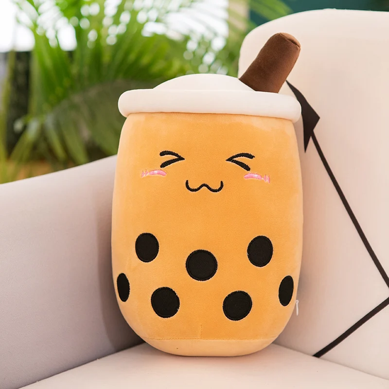 Peluche Boba Kawaii para decoración de habitación, juguete de peluche con forma de té de burbujas, helado relleno, comida, té con leche, cojín suave para abrazar, regalo de cumpleaños para niños