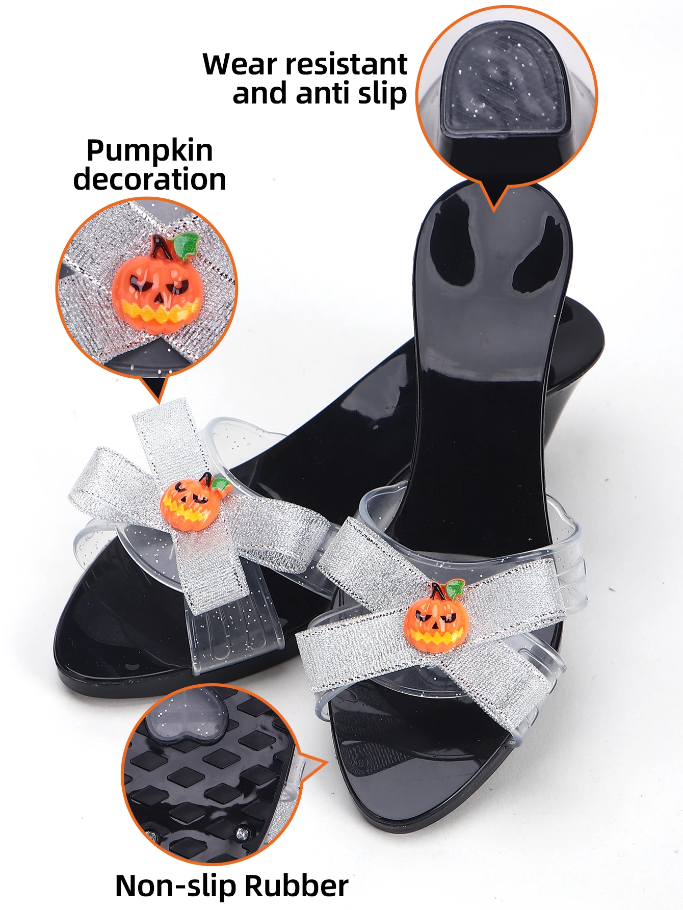 Halloween house decoration set, pumpkin high heels, chiffon skirt, crown, magic wand, 4PCS, Halloween Christmas birthday gift 4