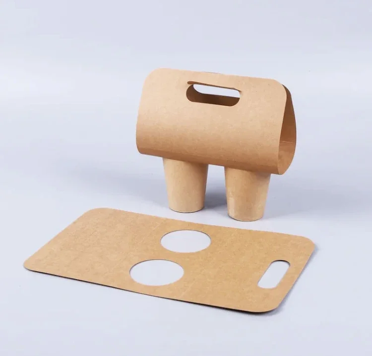 Kraft Paper Cup Holder White Disposable Milk Tea Takeout Anti-Spillage Single Double Ho... - SKU KPCH1239 - UGI Packaging