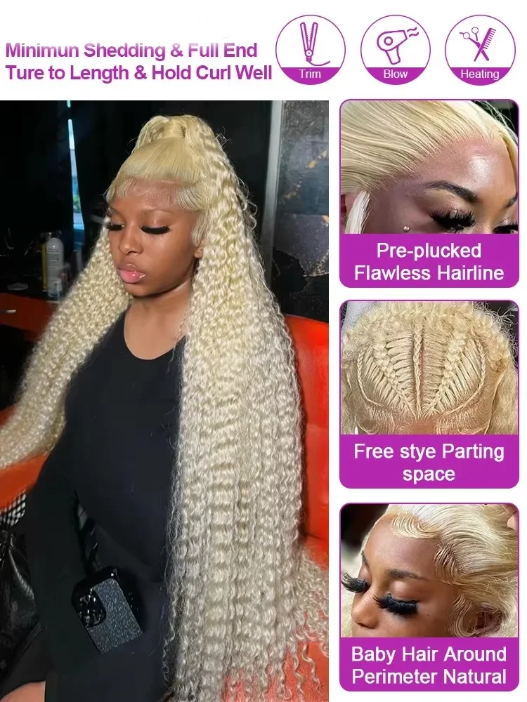 260Density 613 Loose Deep Wave 13x6 HD Lace Frontal Wigs Curly Human Hair 40 36Inch Honey Blonde Water Wave Lace Front Wigs 6