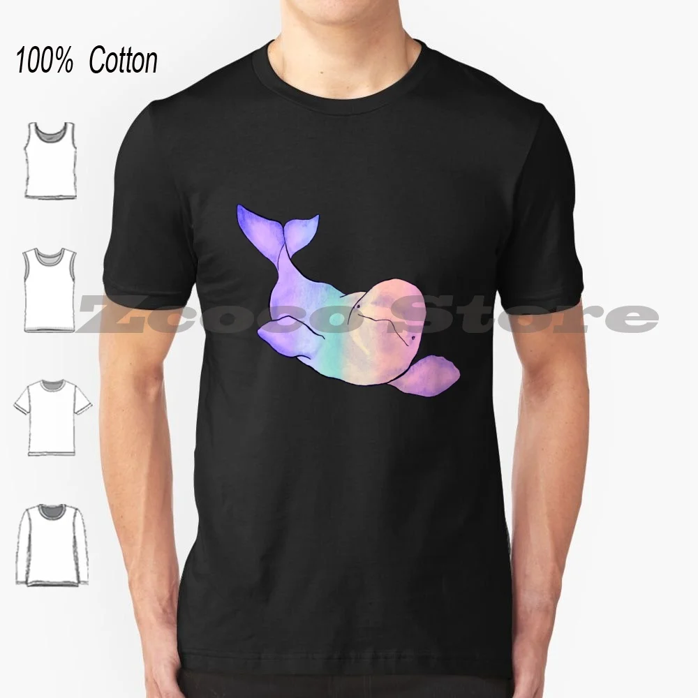 T-Shirt 100% Cotone Uomo Donna Modello Personalizzato Beluga Whale Animal Nature Acquerello Acquerello Inchiostro Sea Animal Art