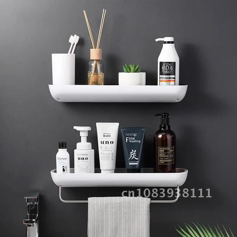

Bathroom Wall Mounted Organizer Shelf No Drill Home Storage Rack Shower Shampoo Holder Spices Bathroom Accessories Storage Rack