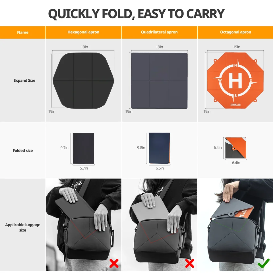 thumbnail image 2 of Drone Helipad LKTOP Weighted Foldable Drone Landing Pad For DJI/Specta Drone, Double-Sided Waterproof Helipad Landing Mat, Compatibility: DJI/Specta Drone Pad 2 of 11