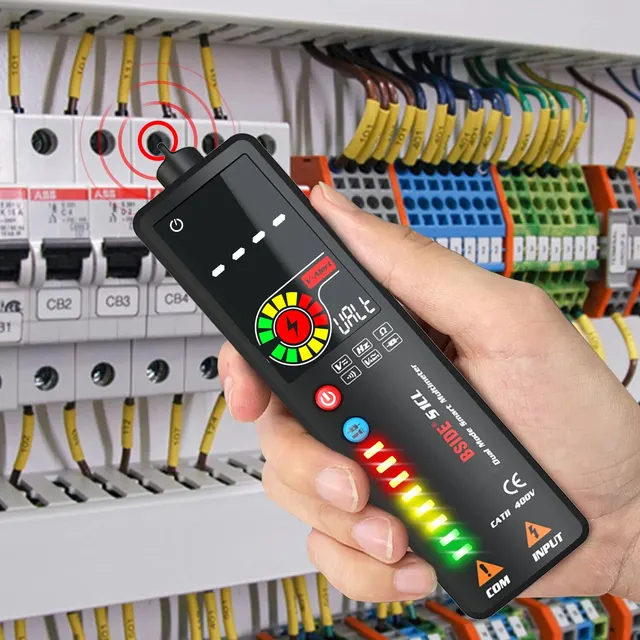 Detector de voltaje de circuito, probador de voltaje, tipo bolígrafo, punto de interrupción sin contacto, voltímetro, enchufe, cable en vivo, Hz, Ohm, continuidad