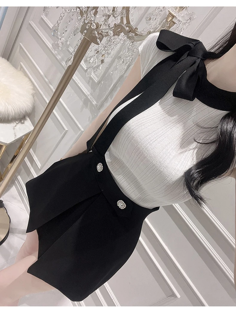 2026 frühling Sommer Slim Fit Sexy Gestrickte T-shirt frauen Tie-Band Mode Kurzarm Tops Elegante Temperament Vielseitig hemd – Detail 6