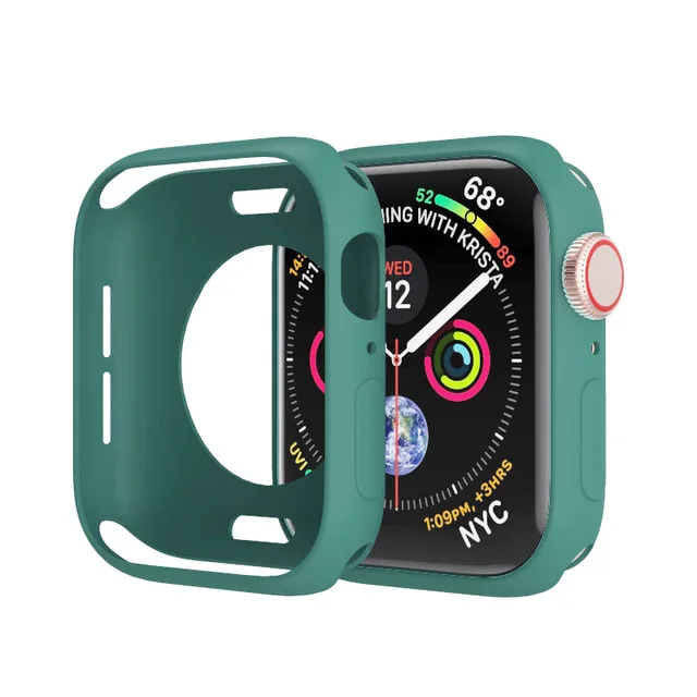 Candy Soft Silicone Case for Apple Watch 3 2 1 42MM 38MM Cover Protection Shell for iWatch 4 5 6 SE 40MM 44MM Watch Bumper 12 Pine green