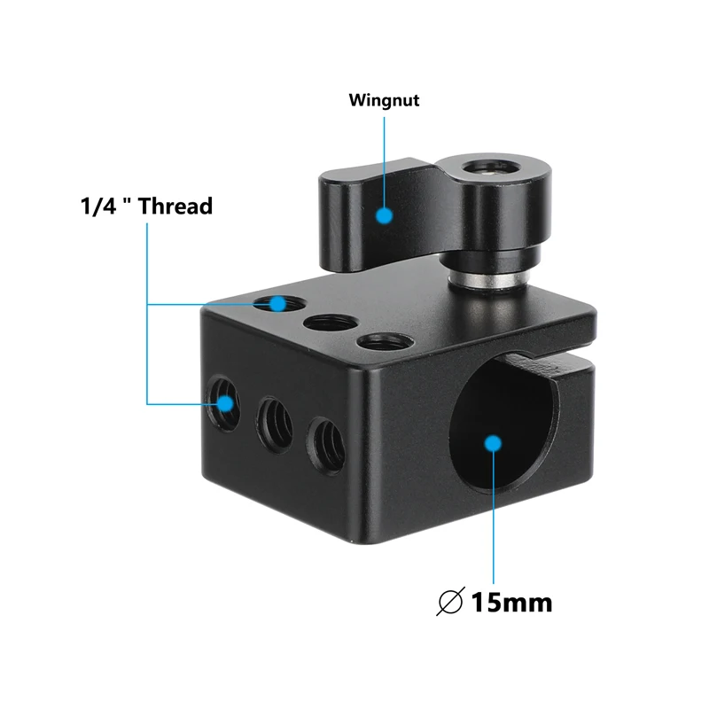 Single15mm Rod Clamp with 1/4"-20 Mounting Threads For 15mm Support Rod System L
