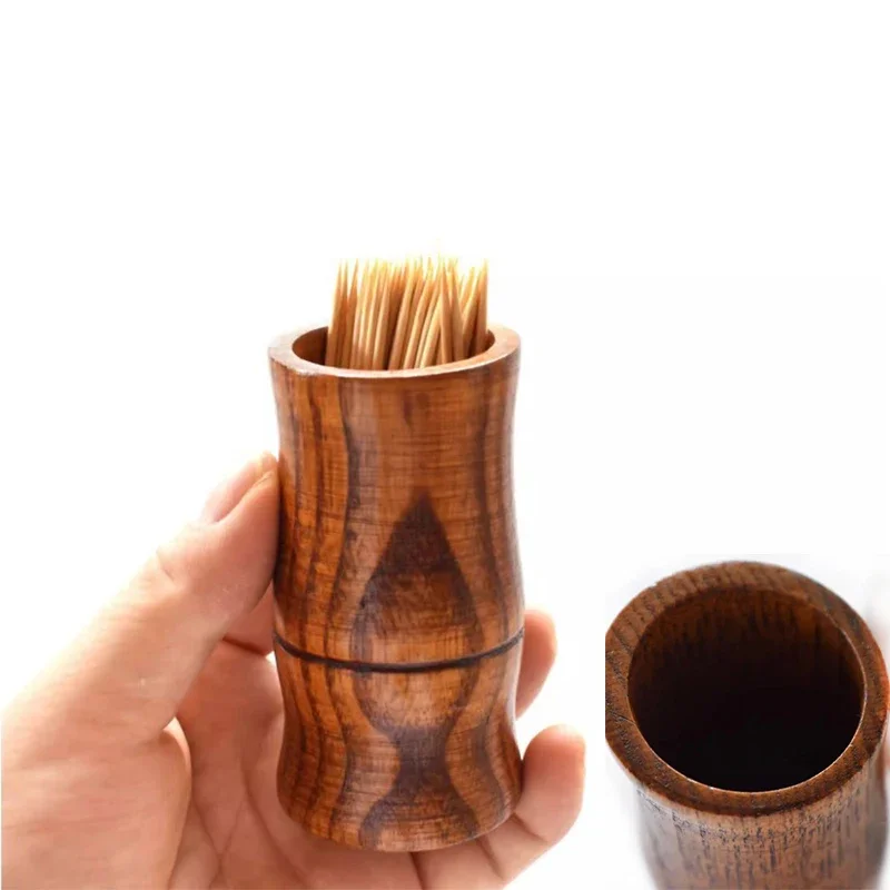 

Cylinder Toothpick Dispenser Natural Jujube Wood Toothpick Storage Box Home Tooth Pick Holder Container Kitchen Decoration