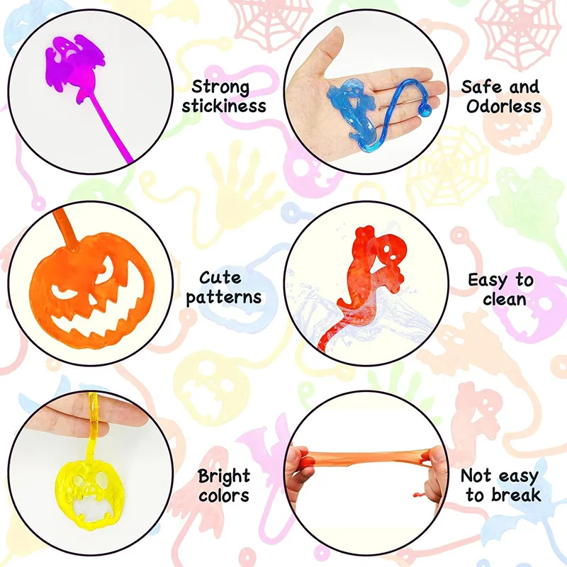Halloween Sticky Hands Bulk Stress Relief Stretchy Sticky Hand Toy for Kids Halloween Goodie Bag Stuffers Fillers 10/20/30/50PCS