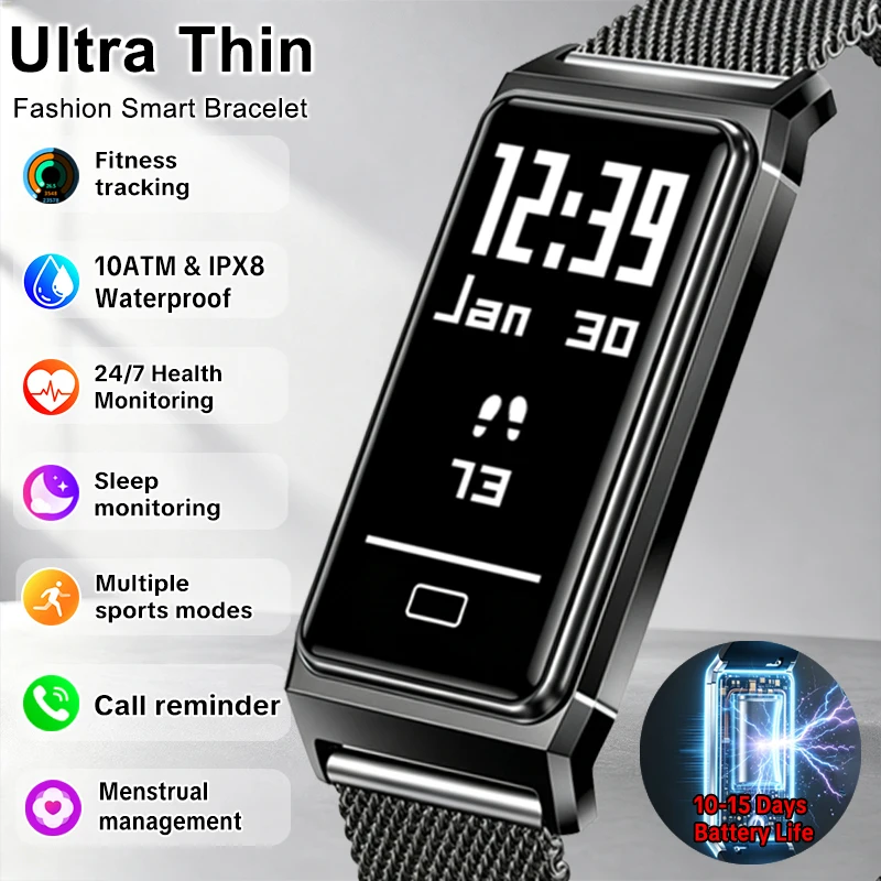 Nuovo Braccialetto Intelligente per Uomo e Donna, Monitoraggio Salute, Fitness Tracker, Impermeabile 10ATM, Notifiche Chiamate, 15 Giorni di Autonomia, Smartwatch