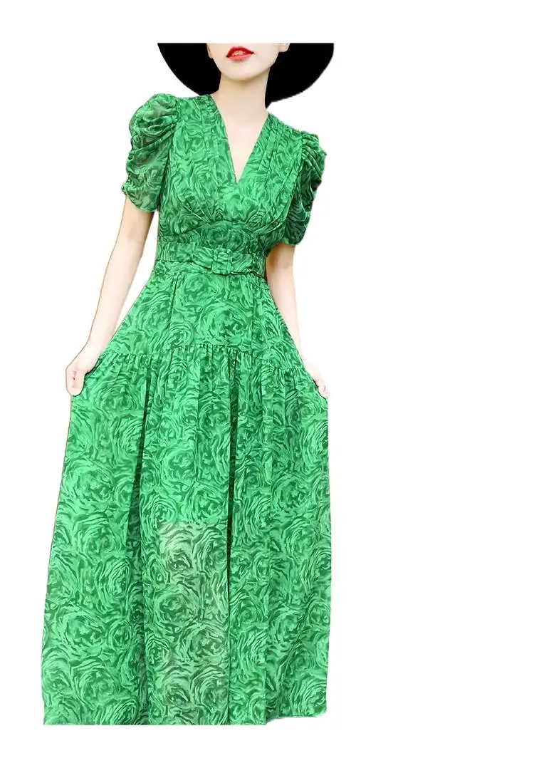 

2023 Women's Clothing New V-neck printed dress