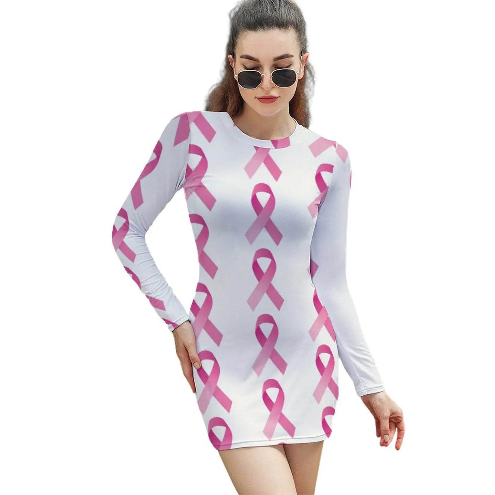 

Awareness Ribbon Long-Sleeved Sheath Dress Aesthetic clothing summer dress daily evening dress ladies