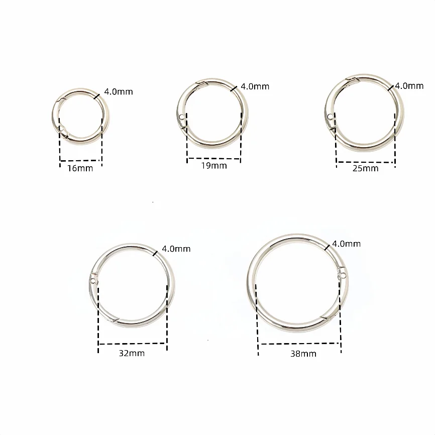 5-30pcs O Rings Metal Bag Buckles 16-38mm Openable Spring Clasp Carabiner Clip Snap Hook Keychain for DIY Handbag Accessories