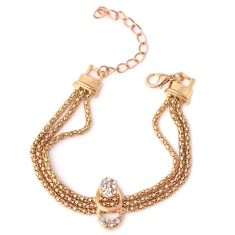 Jewelry sets 4Pcs Rings Necklace Earrings Bracelet Golden Jewelry For Women