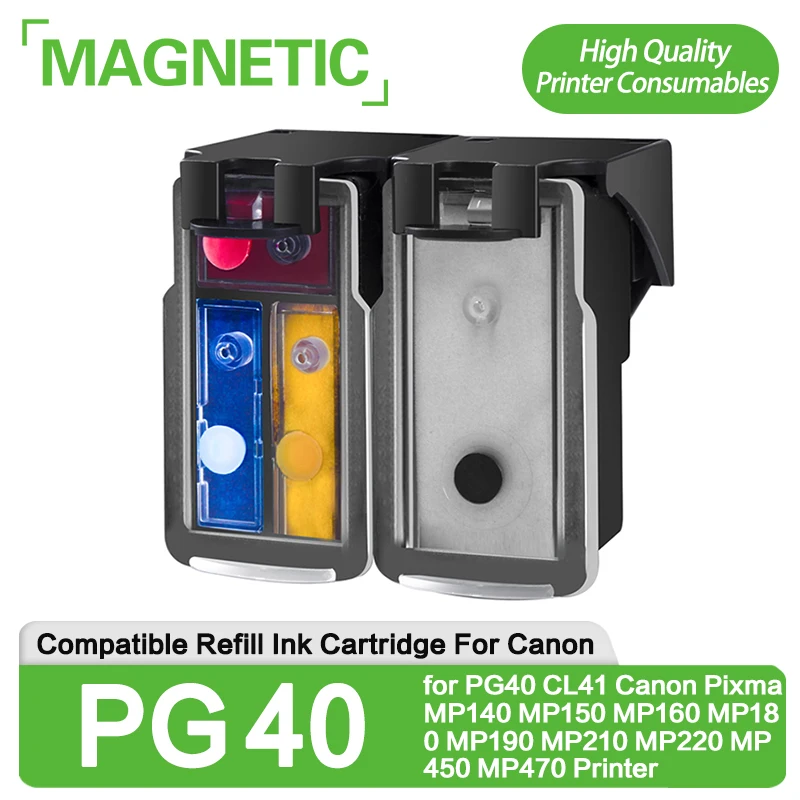 

NEW 1Set Compatible Refill Ink Cartridge for PG40 CL41 Canon Pixma MP140 MP150 MP160 MP180 MP190 MP210 MP220 MP450 MP470 Printer