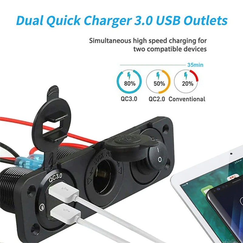 RV ؾ Ʈ    ,  ڵ  QC3.0 USB ܼƮ г, 12V  , 3 in 1