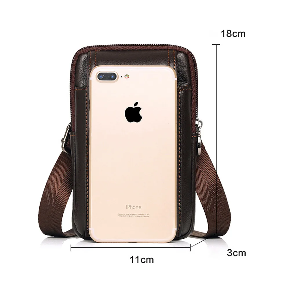 Echtes Leder Männer Taille Pack Cross body Bum Hüfte Tasche 5,5-6 Handy/Handy Fall Mini Männlichen Fanny pack Messenger Gürtel Haken Taschen – Detail 1