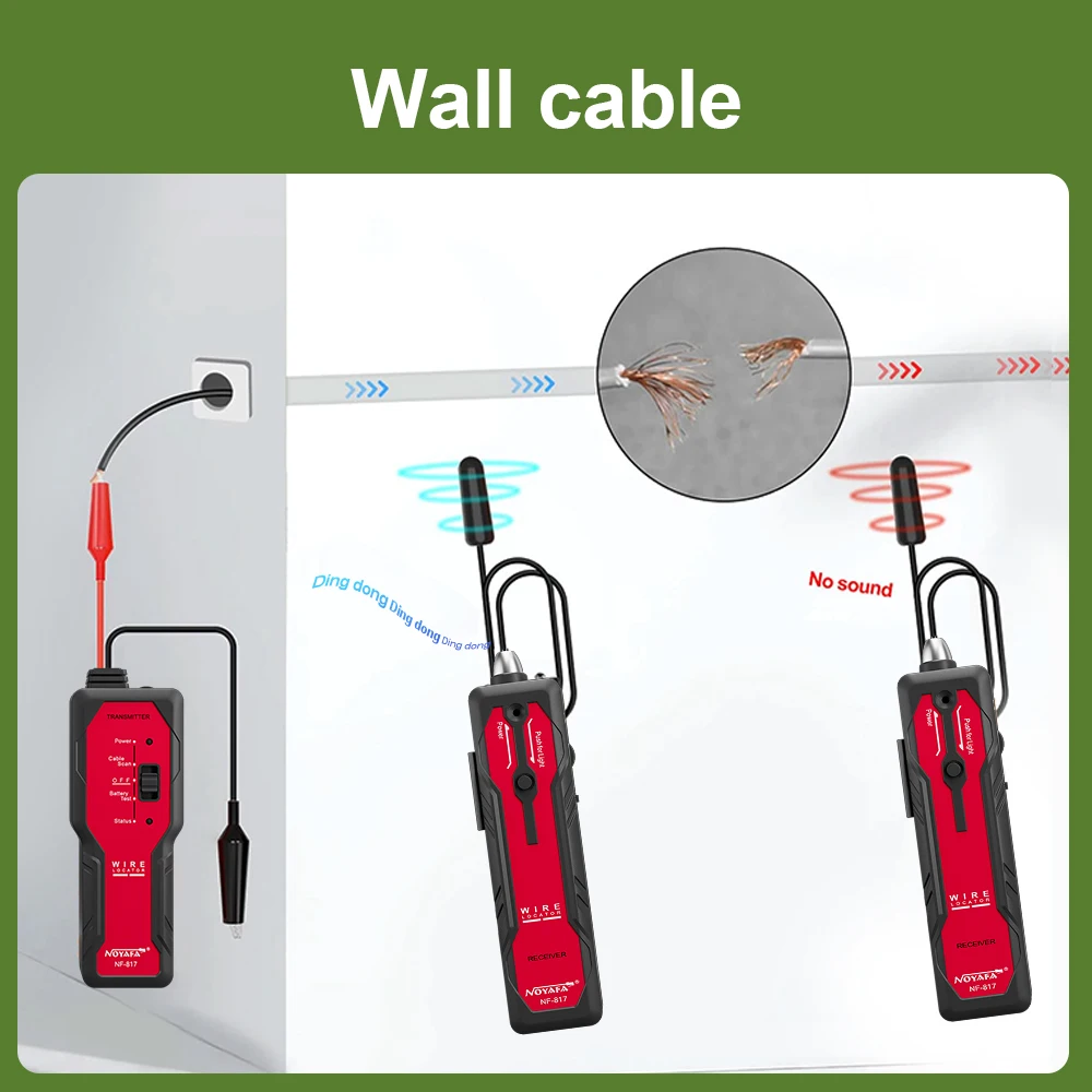 Noyafa Underground Cable Locator NF-817 Visual Fault Wire Tracer Anti-Interference Cable Tester Professional Cable Finder 5