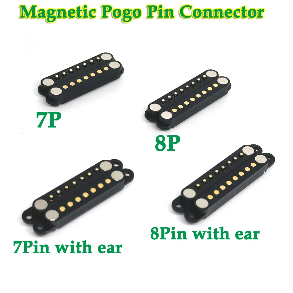 100sets 2/8Pin Waterproof Magnetic Pogo Pin Connector 2.8MM 2.54MM Pitch Male Female Spring Loaded DC Power Socket