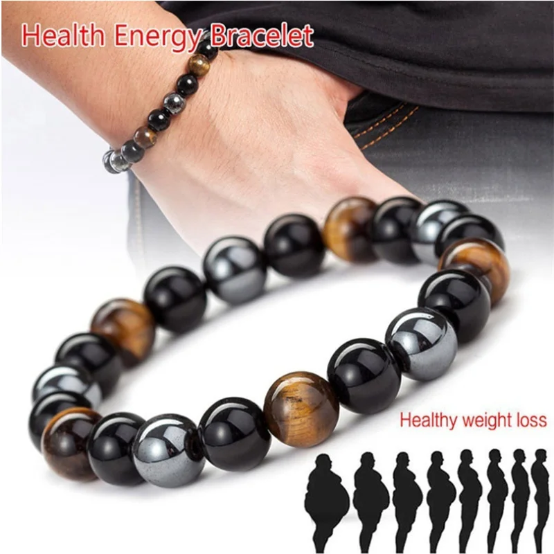 Beads bracelets Natural Black Obsidian Hematite Tiger Eye for Men Women Magnetic Health Protection