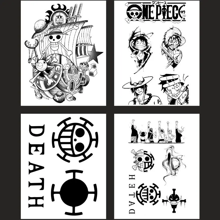 Herbal Tattoo Sticker One Piece Monkey D Luffy Luo Waterproof Male Long-lasting Simulation board game Tattoo Sticker 120pcs lot m3 male female brass hex column standoff support spacer pillar m3 screw nut suitable for pcb board